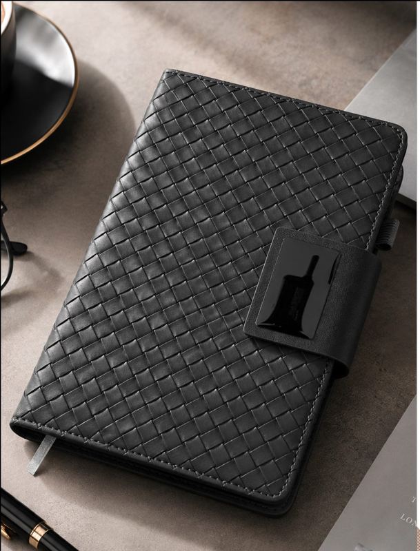 Black woven-texture A5 executive diary with pen loop
