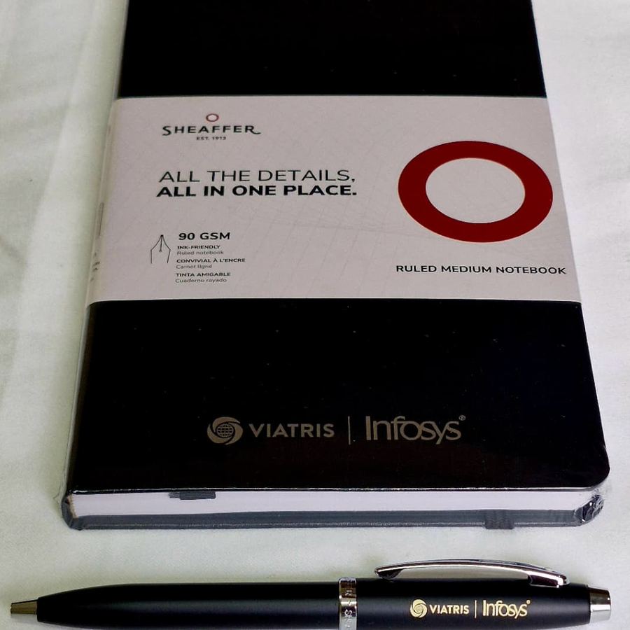 Viatris Infosys branded notebook and pen